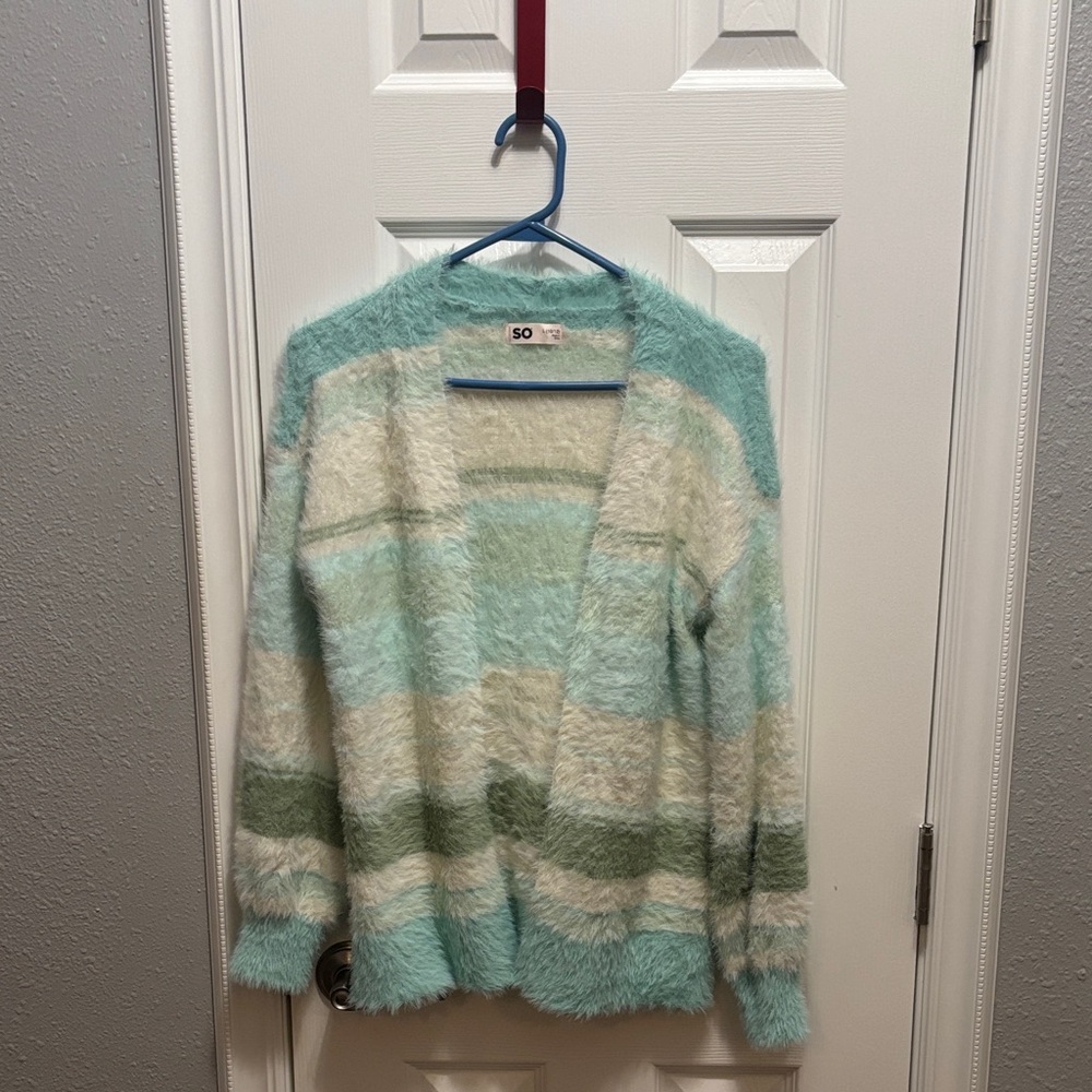 SO Kids Fuzzy Jacket - Light Blue and White